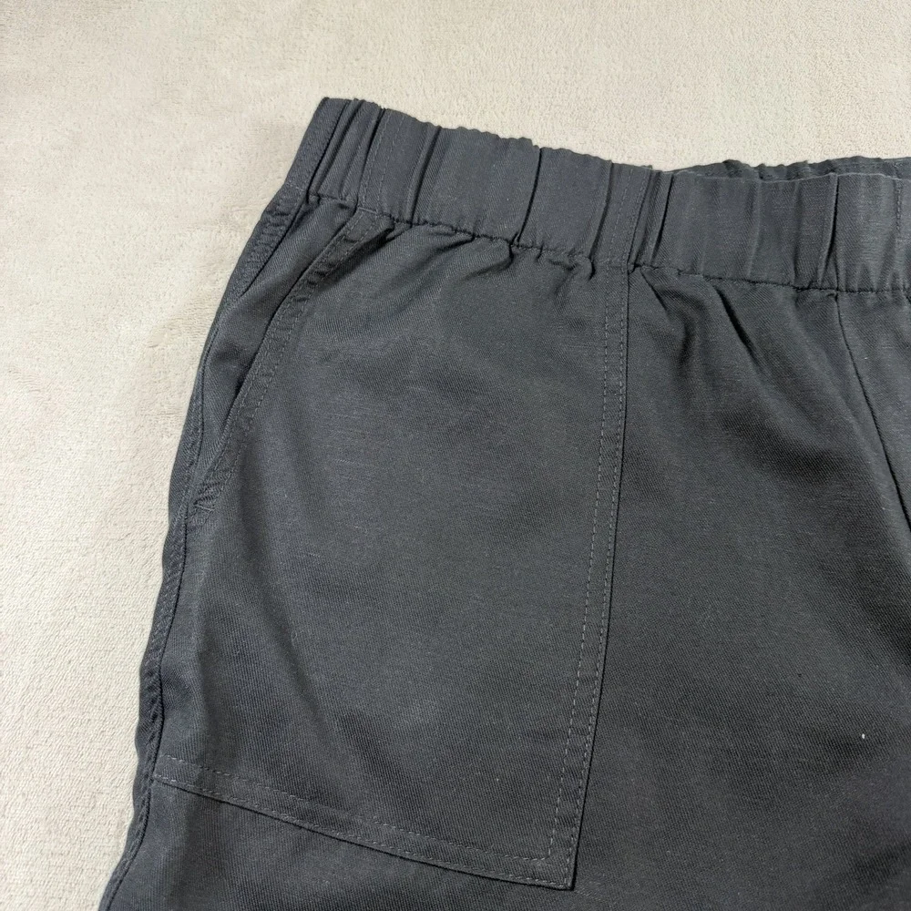 Banana Republic Womens XXL Tapered Crop Pants Black Lyocell Linen Blend